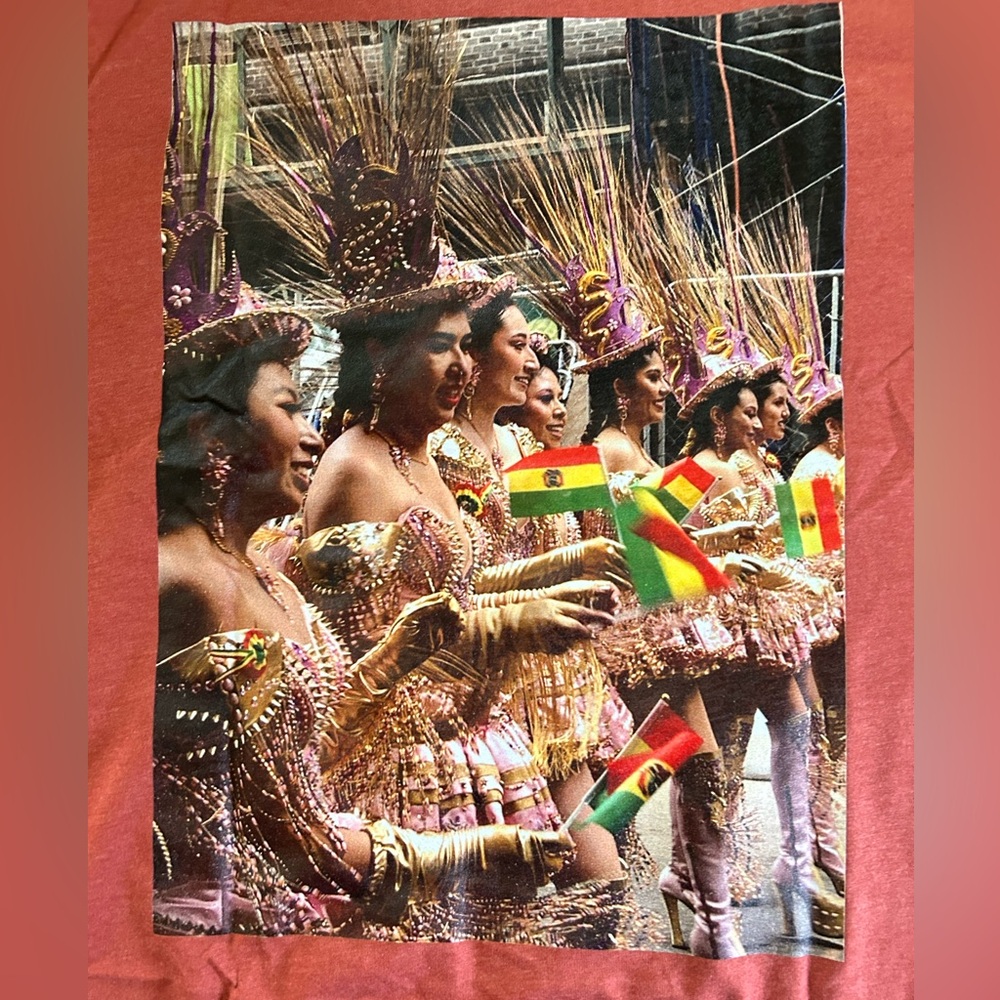 NEW T-shirt featuring Bolivian Dancers at The New York Dance Parade 2024.